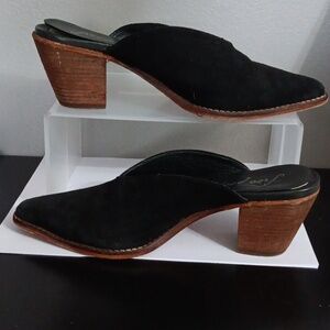 Free People Black Mules with Brown Heel